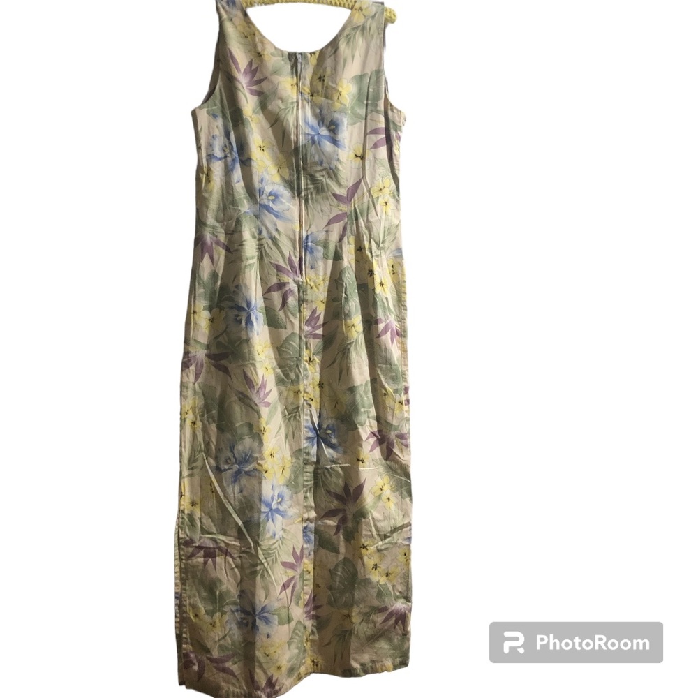 Floral Printed Cami Dress 100% Cotton M Hawaii Vacation Cruise Maxi